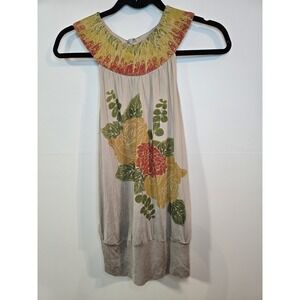 Marciano 100% Silk Floral Boho Dress Tunic Artwear XS